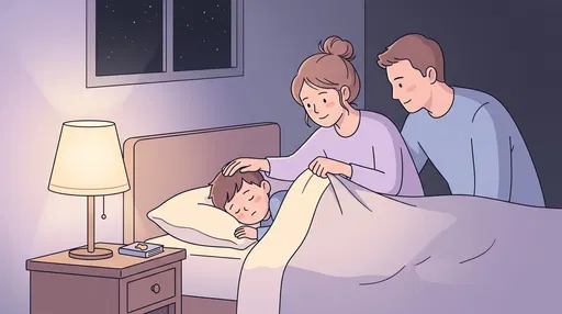 Parents Tucking Young Son Into Bed