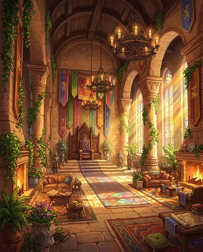 Cozy Stylized Royal Throne Room Illustration