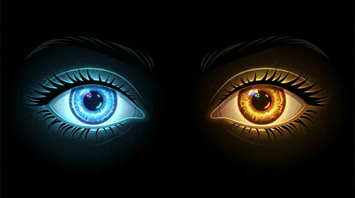 Glowing Blue and Amber Eyes Illustration