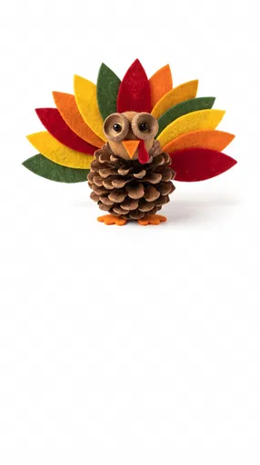 Handmade Pinecone Craft Turkey on White