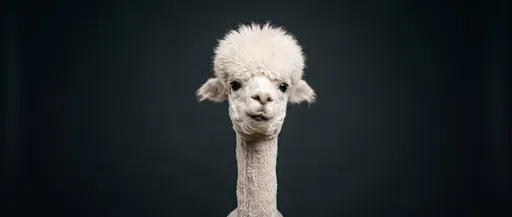 Studio Portrait of Sheared White Alpaca
