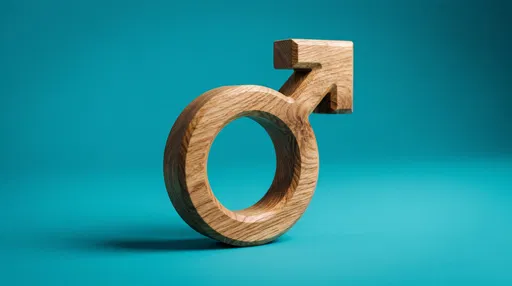 Wooden Male Symbol on Turquoise Background