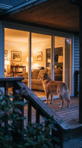 Golden Retriever Looking Into Warm Home