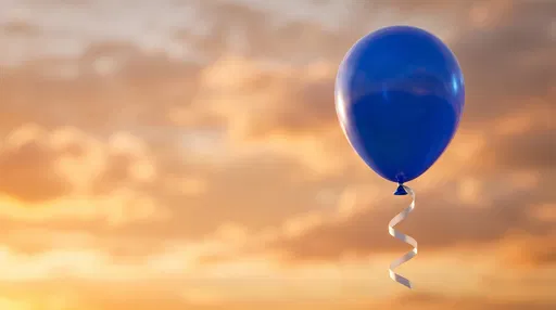 Blue Balloon Against Sunset Sky