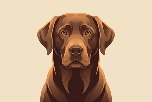 Graphic Portrait of Chocolate Labrador Dog