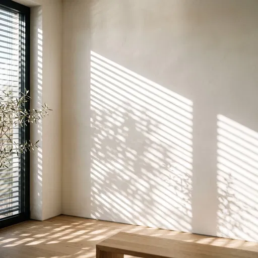 Sunlight Shadows on Minimalist Wall