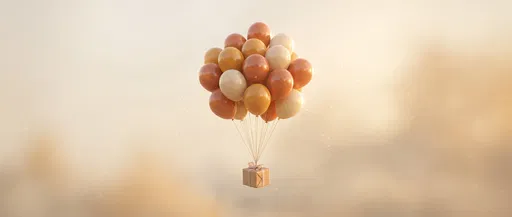 Floating Balloons Carrying Small Gift Box