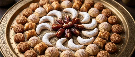 Assorted Eid Pastries on Brass Platter
