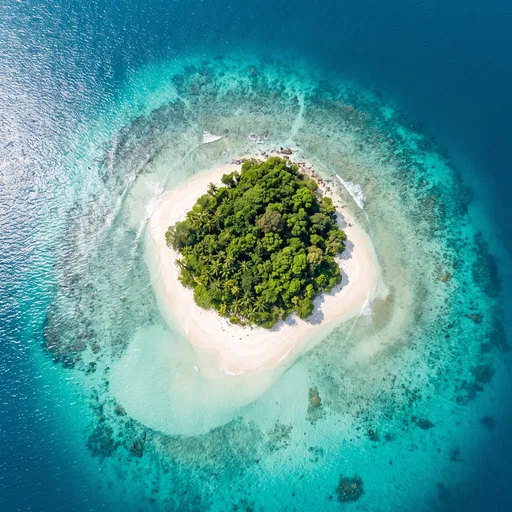 Aerial View of Lush Tropical Island