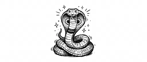 Black Ink Doodle of Coiled Cobra