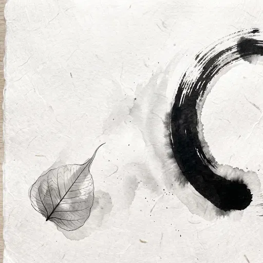 Zen Enso Circle and Bodhi Leaf Ink