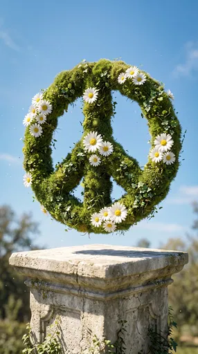 Floating Moss and Daisy Peace Sign
