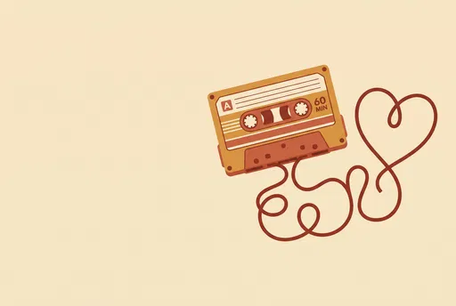 Retro Cassette Tape With Heart Ribbon
