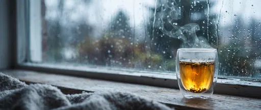 Steaming Herbal Tea by Rainy Window
