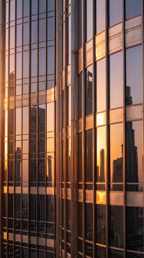 Golden Hour Skyscraper Glass Facade Reflections