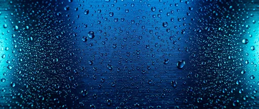 Water Droplets on Blue Brushed Metal