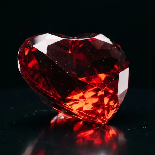 Faceted Ruby Red Glass Heart Sculpture