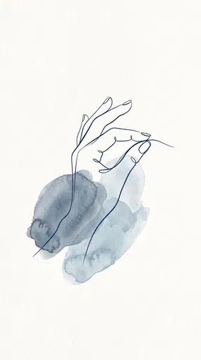 Minimalist Line Art Hand Over Watercolor