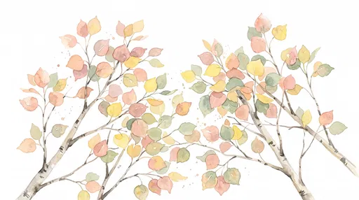 Pastel Watercolor Aspen Branches Clipart