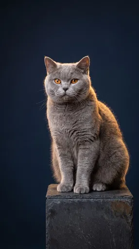 British Shorthair Cat Studio Portrait