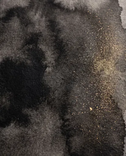 Black Ink Wash with Gold Shimmer