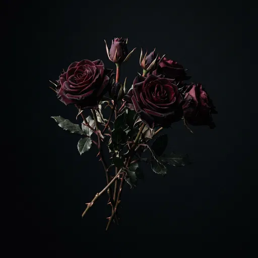 Dark Red Velvet Roses on Black