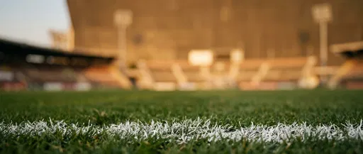 Blurred Stadium Field With Chalk Line