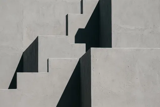 Minimalist Gray Concrete Stepped Architectural Geometry
