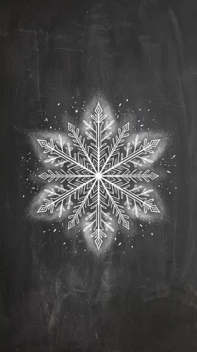 Chalk Snowflake Illustration on Blackboard
