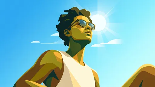 Stylized Figure Under Bright Midday Sun