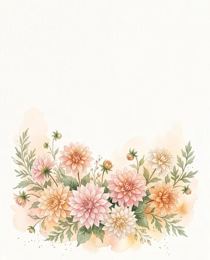 Pastel Dahlia Watercolor Floral Border