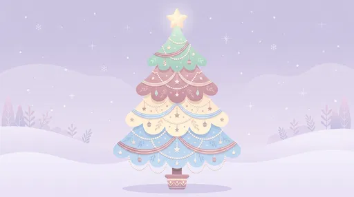 Whimsical Pastel Tiered Christmas Tree Illustration
