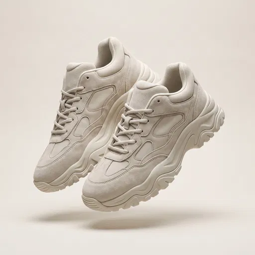 Floating Beige Chunky Suede Sneakers