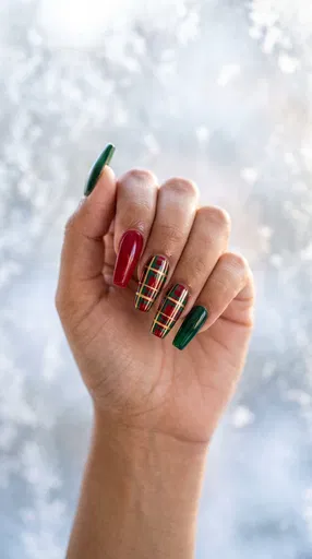Festive Tartan Plaid Holiday Nail Art