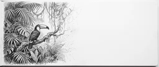 Graphite Jungle Toucan Sketch With Copy Space