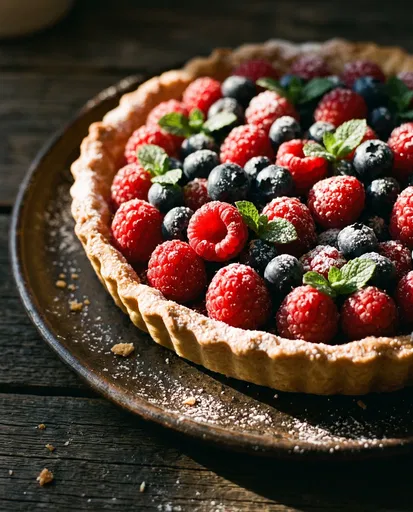 Fresh Berry Tart With Powdered Sugar