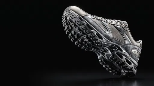 Metallic Running Shoe on Black Background