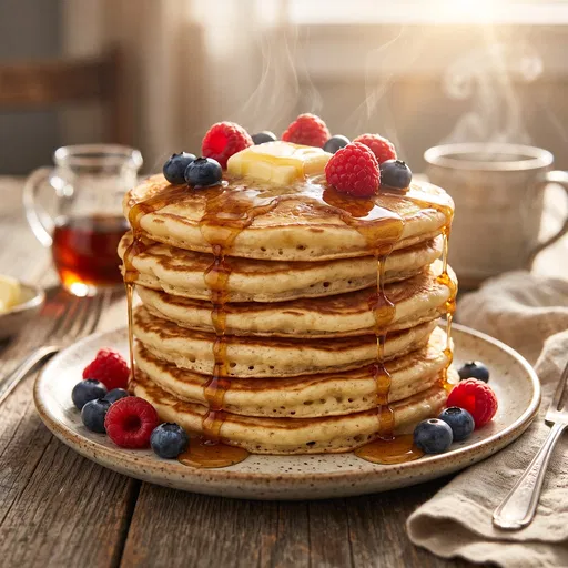 Stack of Buttermilk Pancakes with Berries