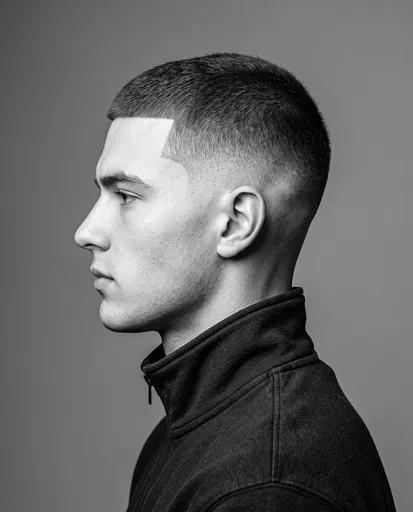 Monochrome Profile of Man with Fade Haircut