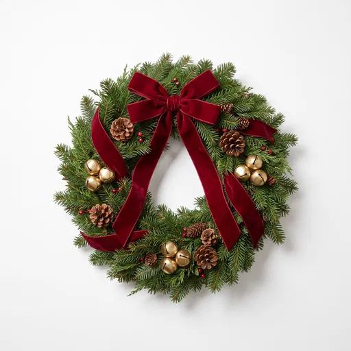 Christmas Wreath with Red Velvet Bow