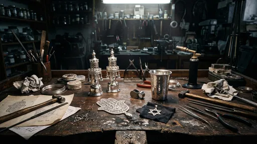 Silversmith Workbench With Silver Judaica