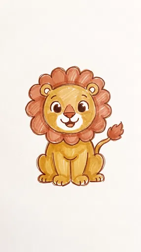 Cute Marker Sketch of Sitting Lion