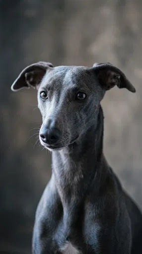 Studio Portrait of Blue-Gray Whippet Dog