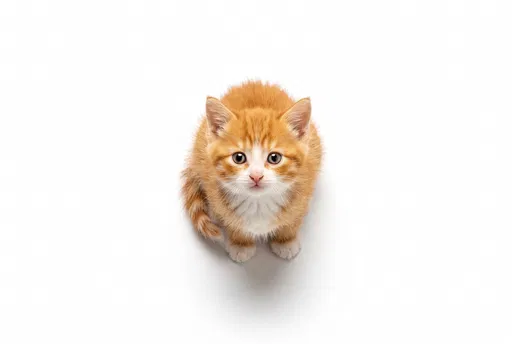 Orange Kitten Looking Up Isolated