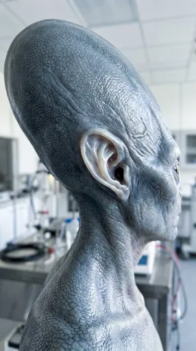 Side Profile of Grey Extraterrestrial in Lab