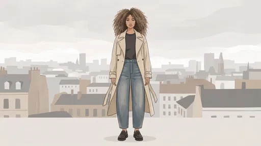 Fashion Illustration of Woman in Trench Coat