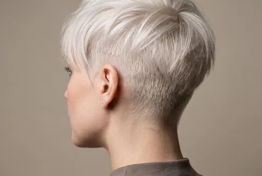 Platinum Blonde Pixie Undercut Hairstyle Profile