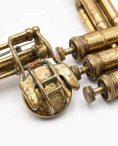 Vintage Brass Instrument Hardware Macro