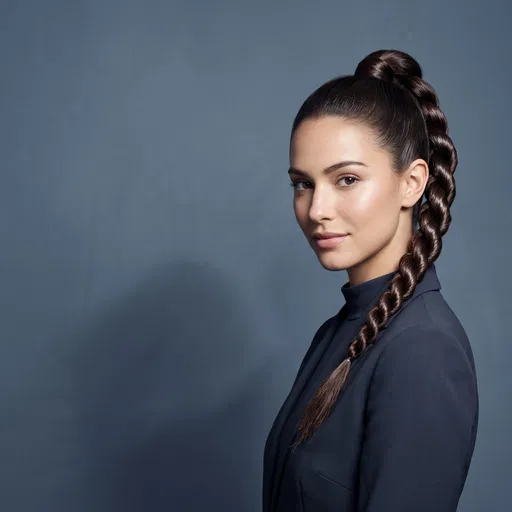 Woman With Sleek Rope Braid Ponytail