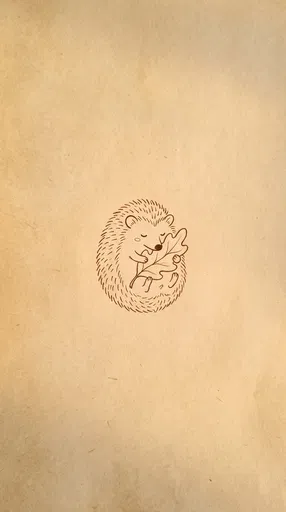 Cute Sepia Hedgehog Drawing With Leaf